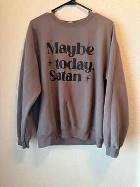 Maybe Today Satan Graphic Sweatshirt Gildan Heavy Blend Gray